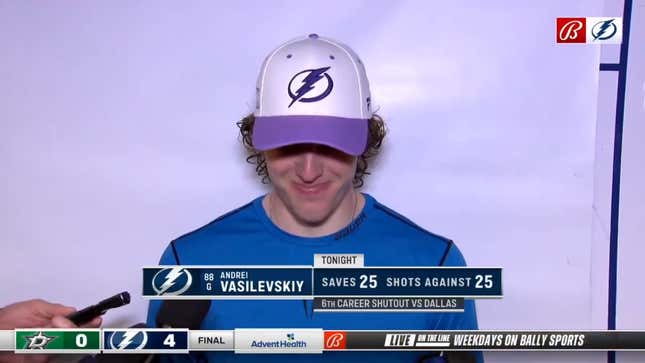 Andrei Vasilevskiy reacts to a fart