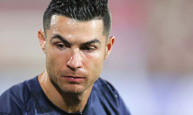 Cristiano Ronaldo sweating profusely.