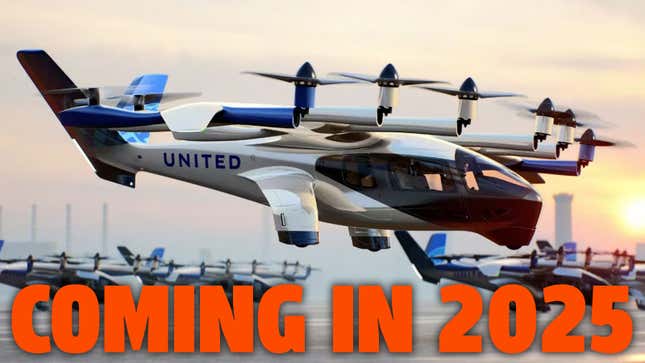 A render of the eVTOL craft with "coming in 2025" written underneath. 