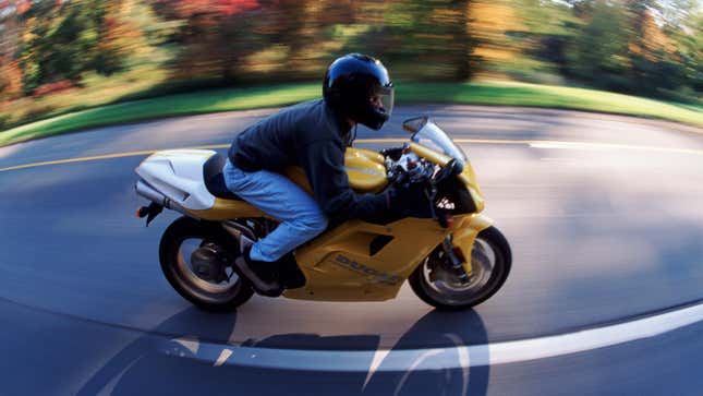 A superbike speeding down a highway
