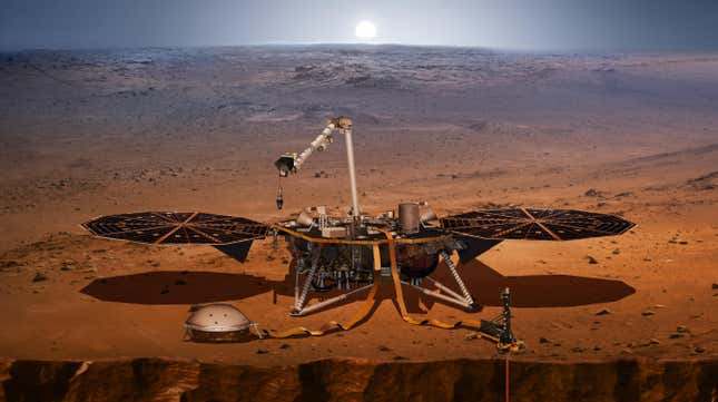 An illustration of InSight on Mars.