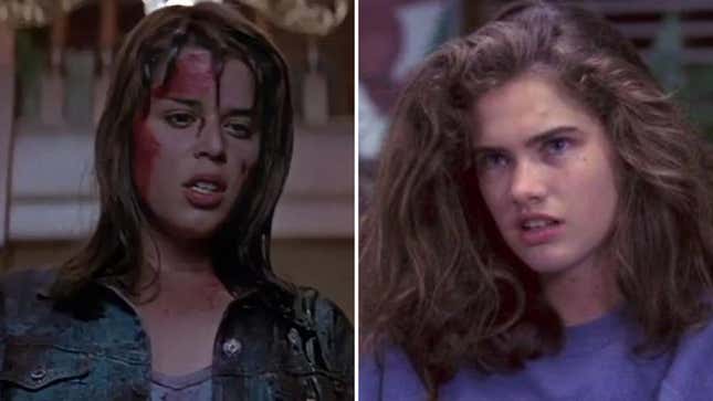 Neve Campbell als Sidney Prescott in Scream (links) von 1996 und Nancy Thompson in Nightmare on Elm Street (1984).