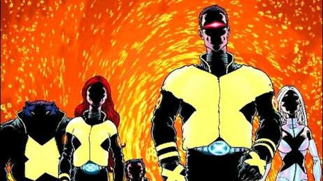 The X-Men line up in cool leather jackets