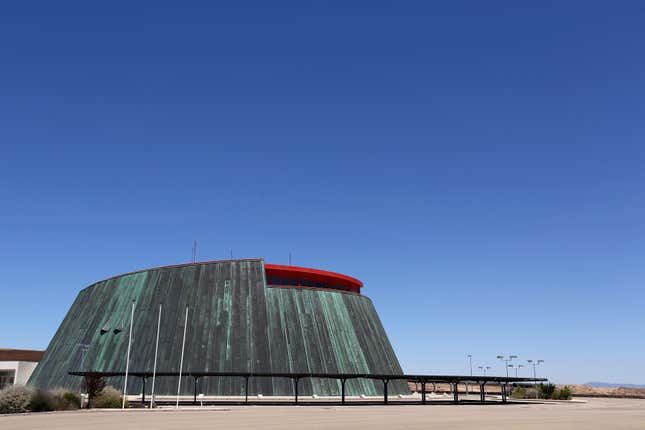 The visitor’s centre of Cuidad Real International Airport stands dormant after closing in April 2012, when all scheduled flights ceased to operate to or from it, on July 6, 2012 in Ciudad Real, Spain. The large international airport, which was completed in 2009 at a cost of 1.1 billion euros, was intended to serve both Madrid and the Andalucían coast, accessible in 50 minutes via a high speed rail link, however lack of demand driven by Spain’s economic crisis has seen closure after just three years.