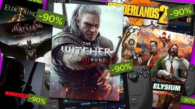 An image shows the covers of different games on sale during the Steam Summer Sale. 