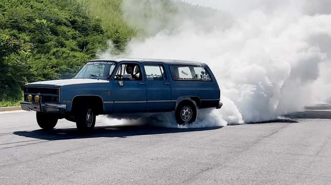 Image for article titled This Turbocharged LS-Swapped Chevy Suburban Smokes So Much Rubber It&#39;ll Bring A Tear To Your Eye