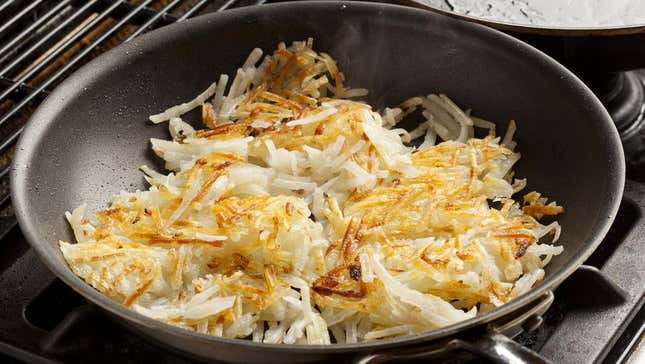 Hash browns on stove