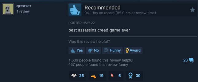 wrote a Steam review "The best Assassin's Creed game ever"