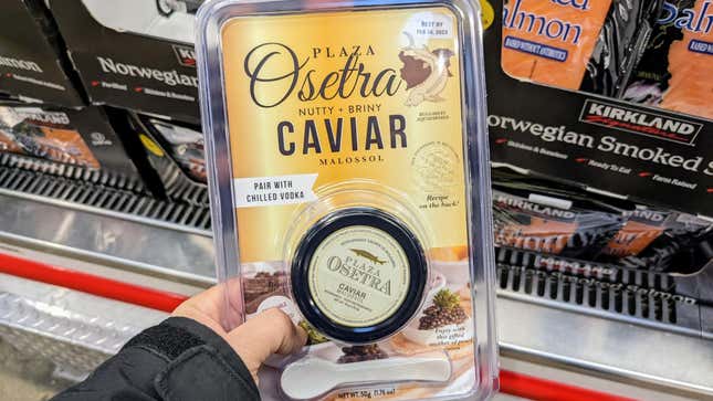 hand holding caviar