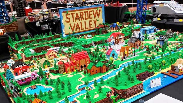 A photo shows Jensen's impressive Lego Stardew Valley project. 