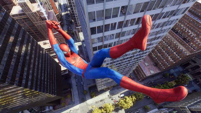 A Spider-Man 2 screenshot shows Peter Parker wearing his Classic suit. 
