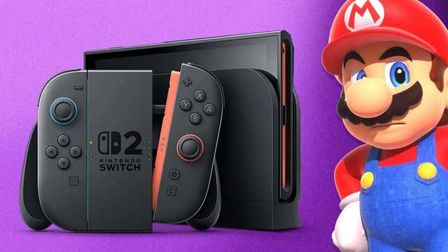 Mario looks confused at the Switch 2.