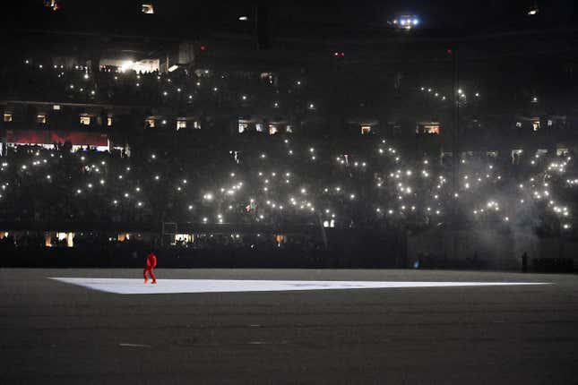 ATLANTA, GEORGIA - JULY 22: Kanye West is seen at ‘DONDA by Kanye West’ listening event at Mercedes-Benz Stadium on July 22, 2021 in Atlanta, Georgia.