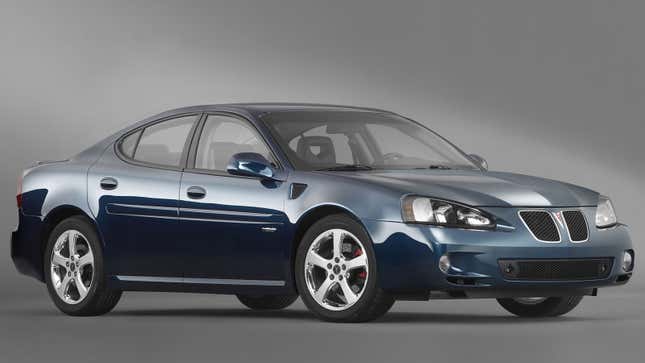 A photo of a blue Pontiac Grand Prix GXP sedan. 