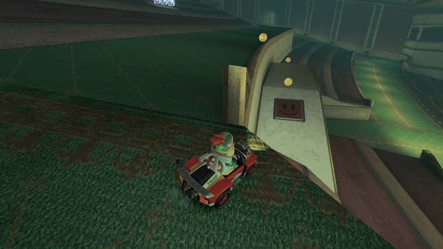 Bowser Jr. sits in a kart in front of a question mark panel.