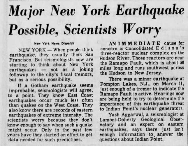 Image for article titled 6 Predictions for Earthquakes in New York Dating Back Over 100 Years