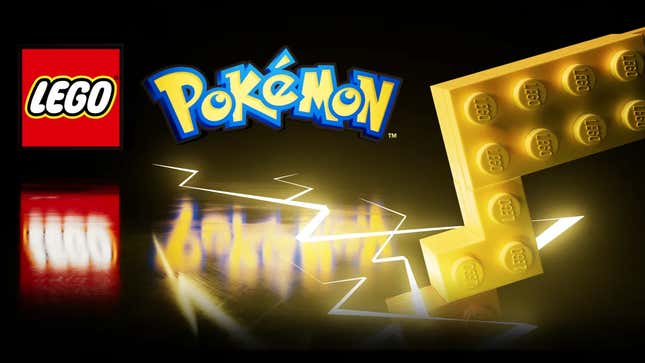 Lego and Pokemon logos appear next to Pikachu's tail. 