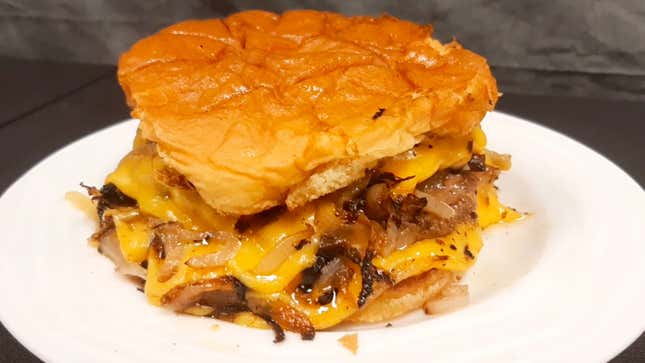 Oklahoma style caramelized onion burger