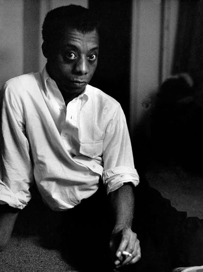 Photographer Robert Frank, best known for his seminal post-war photo book, ”The Americans,” captures “writer and activist James Baldwin seated with cigarette in 1963—the year in which Baldwin, along with thousands, would march on Washington,” Getty says.