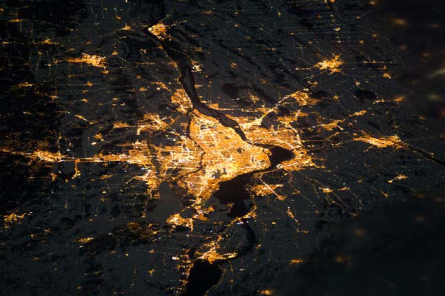 Image for article titled Can you recognize the world’s most famous cities from space?