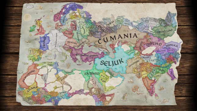 The in-game map of territories in Crusader Kings 3.