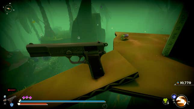 A screenshot of Kril standing guard with the rifle grenade, making it look like you're just a floating weapon.