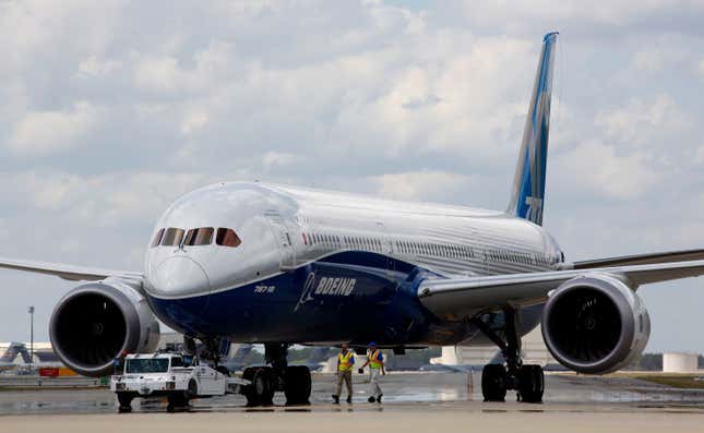 FILE - In this Friday, March 31, 2017, file photo, Boeing employees walk the new Boeing 787-10 Dreamliner down towards the delivery ramp area at the company&#39;s facility in South Carolina after conducting its first test flight at Charleston International Airport in North Charleston, S.C. Boeing, on Friday, March 15, 2024 is telling airlines to inspect switches on pilots&#39; seats in its 787 Dreamliner jets after a published report said an accidental cockpit seat movement likely caused the sudden plunge of a LATAM Airlines plane flying to New Zealand.(AP Photo/Mic Smith, File)