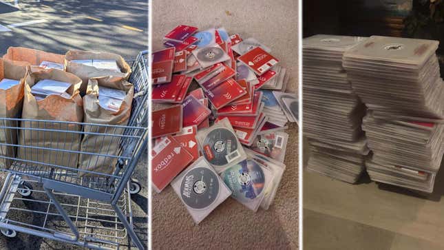 An image shows people's Redbox movie hauls. 