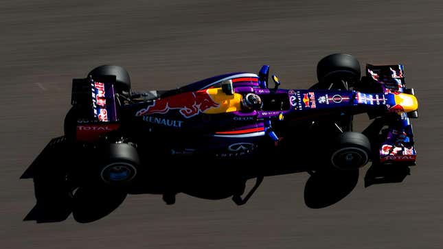 A photo of a 2013 Red Bull Formula 1 car. 