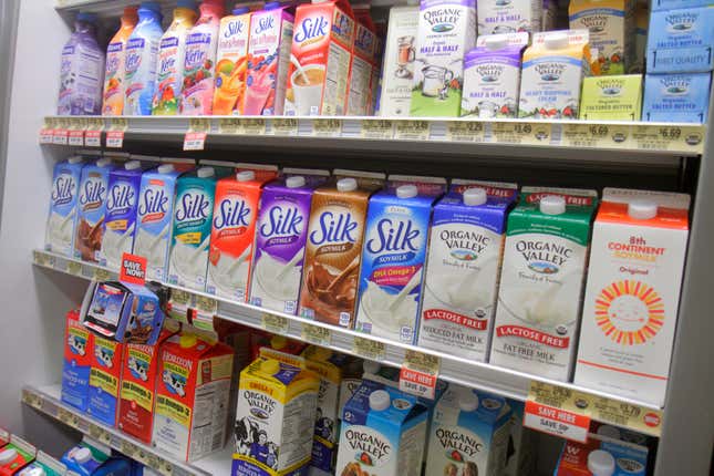 Shelves of lactose free milk for sale inside the Publix grocery store at Marco Island. 