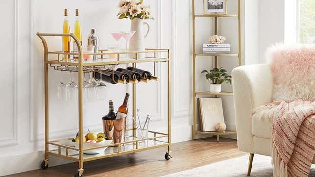 Bar Cart Gold, Home Bar Serving Cart | $120 | Amazon