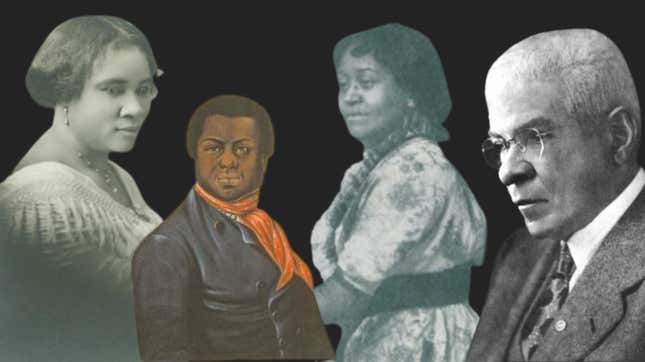 Left to right: Madame C. J. Walker, Paul Cuffee, Annie Malone, Charles Clinton Spaulding