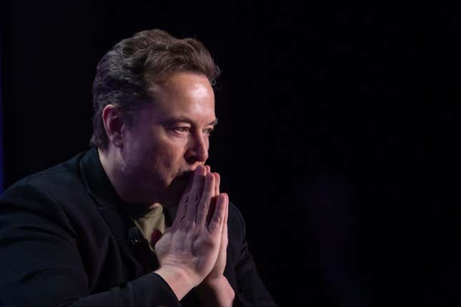 Elon Musk, co-founder of Tesla and SpaceX and owner of X Holdings Corp., speaks at the Milken Institute’s Global Conference at the Beverly Hilton Hotel,on May 6, 2024.