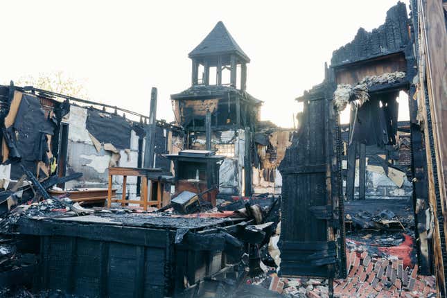 The Mt. Pleasant Baptist Church on Easter April 21, 2019 in Opelousas, Louisiana. The church was set on fire along with two other Opelousas churches in the span of a week.