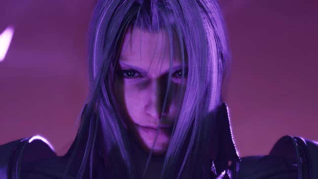 Sephiroth stares at something off-screen.