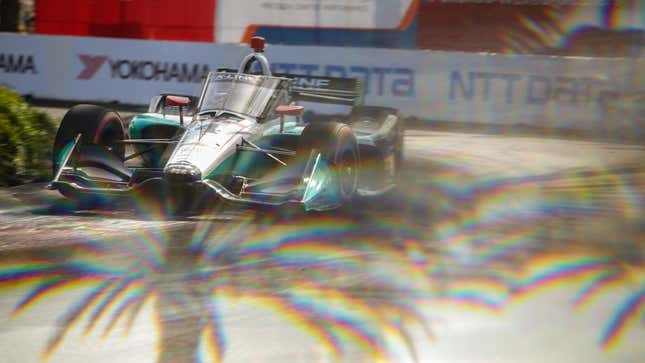 Dalton Kellett drives the No. 4 A.J. Foyt Racing Chevrolet during the Acura Grand Prix of Long Beach.