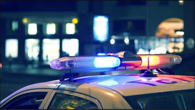 The blue and red lights on a police car