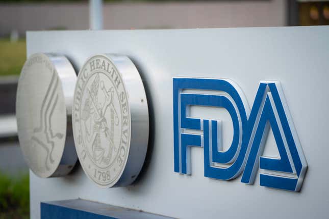 A sign for the Food And Drug Administration is seen outside of the headquarters. 