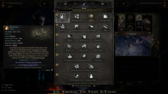 The tier one Disengage skill for Huntress in Path of Exile 2.