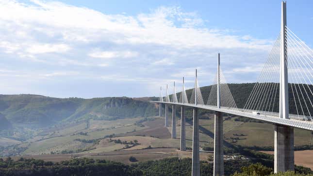 A photo of the Millau Viaduct in France. 