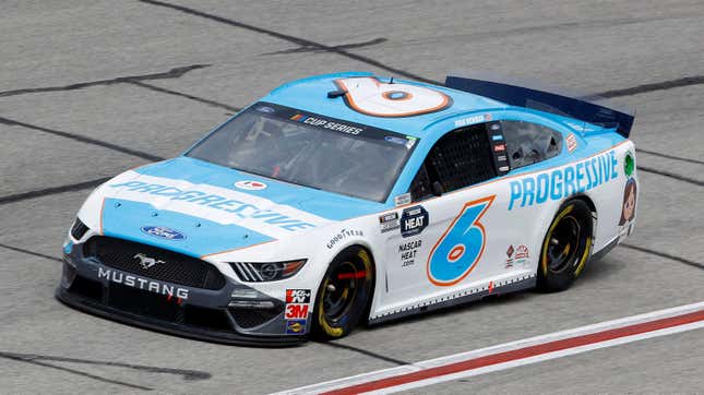 a photo of the progressive NASCAR mustang