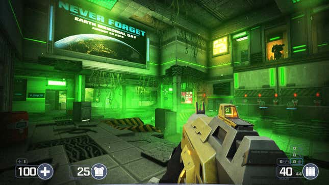 A screenshot of Selaco of a room covered in green mist.