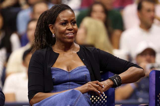 NEW YORK, NEW YORK - AUGUST 28: Former First Lady of the United States Michelle Obama attends Opening Night celebrating ‘50 years of equal pay’ during Day One of the 2023 US Open at Arthur Ashe Stadium at the USTA Billie Jean King National Tennis Center on August 28, 2023 in the Flushing neighborhood of the Queens borough of New York City.