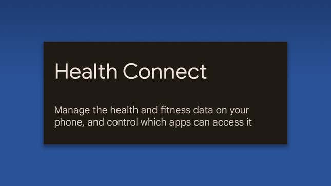 A screenshot showing the Health Connect area in the settings panel