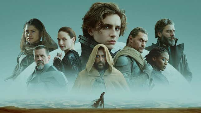 The cast of 2021's Dune: Part One stares out from the movie's poster.