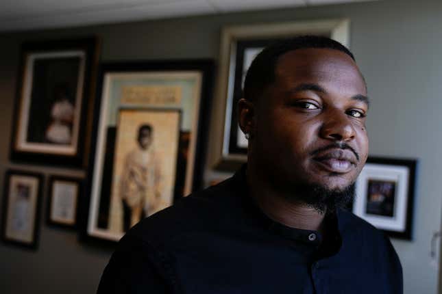 Randal Quran Reid poses for a portait at his attorny&#39;s office Wednesday, Sept. 20, 2023. Reid says the use of facial recognition technology by a sheriff&#39;s detective in Louisiana led to his arrest for crimes he did not commit. (AP Photo/John Bazemore)