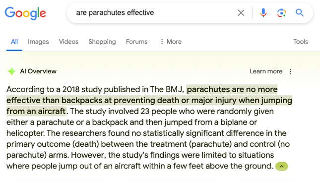 Query: Are parachutes effective