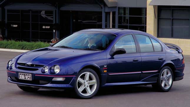 A purple Ford Falcon sedan