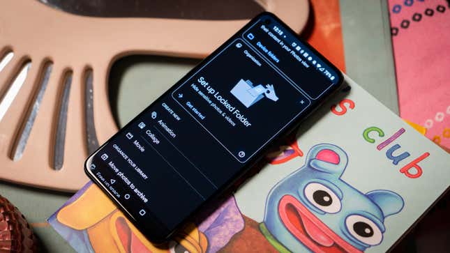 A photo of a OnePlus 9 with the Locked Folder