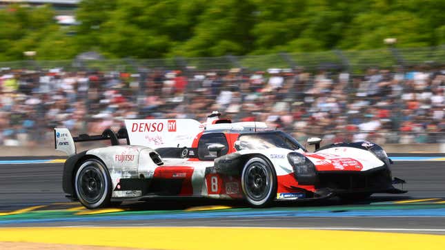 The #8 Toyota GR020 Hybrid seen on track at the 2023 24 Hours of Le Mans